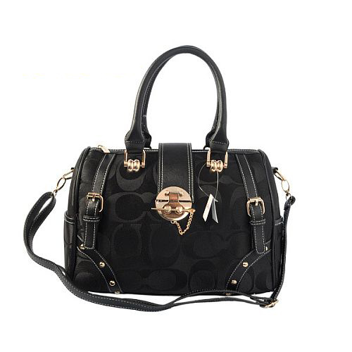 Coach Lock In Monogram Medium Black Luggage Bags BYX | Women